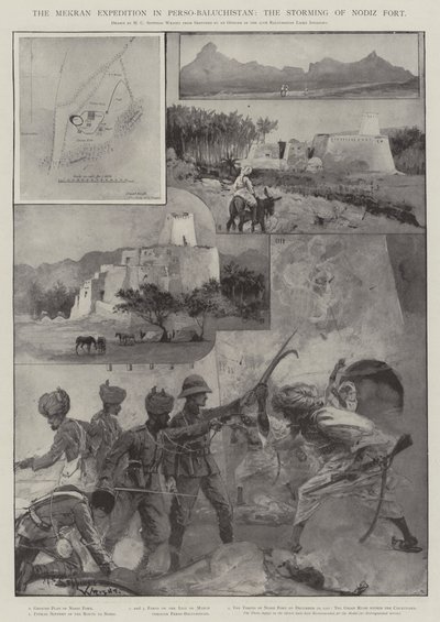 The Mekran Expedition in Perso-Baluchistan, the Storming of Nodiz Fort by Henry Charles Seppings Wright